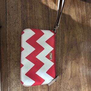 Kate Spade Red and White Chevron Clutch